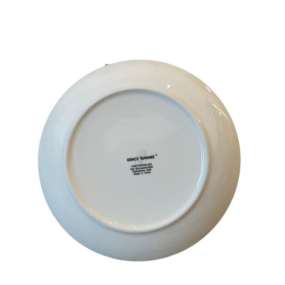 Grace Teaware Fine Porcelain Halloween Appetizer Plates 6" Black White 4pc NEW - Picture 8 of 15